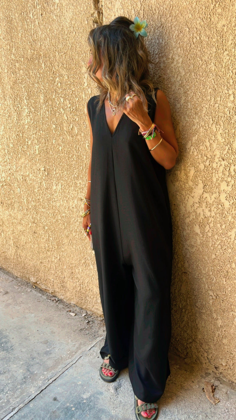 Black Easy Day Loose Jumpsuit