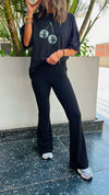 Black Slim Flare Pants