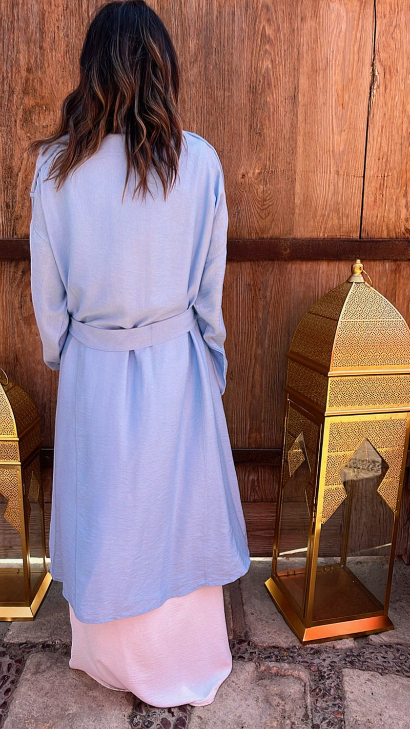 Baby Blue Trench Detail Kimono