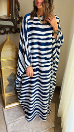 Blue Paint Striped Kaftan