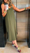 Olive Easy Travel Basic Midi Dress