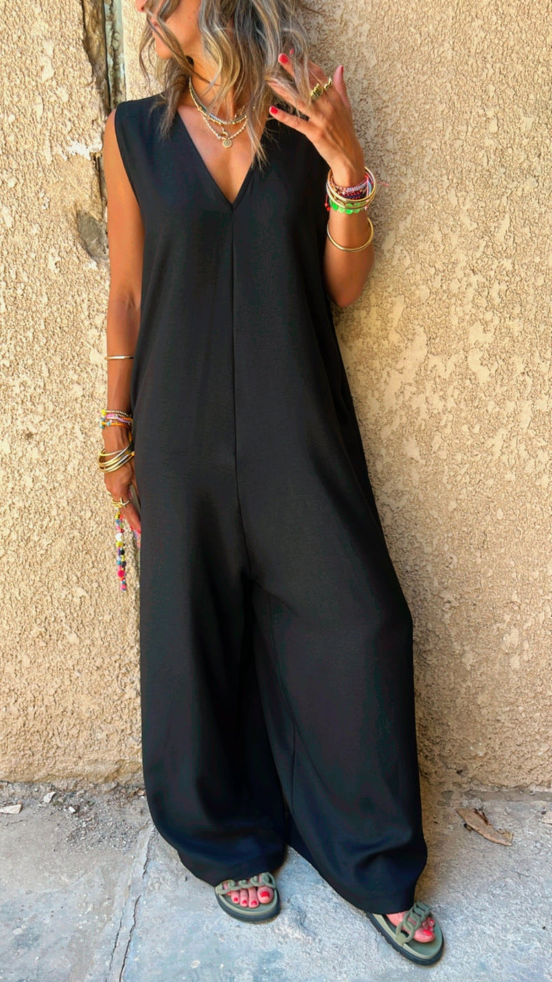 Black Easy Day Loose Jumpsuit