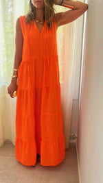 Orange Frillu Essential Tiered Dress