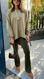 Olive Cotton High Low Sweater