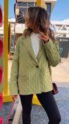 Mint Belted Quilted Blazer Jacket