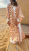 Camel Abstract Monochrome Kimono Set