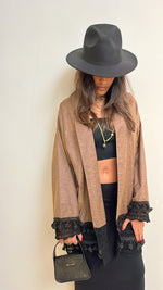 Brown Boho Detailed Mini Kimono