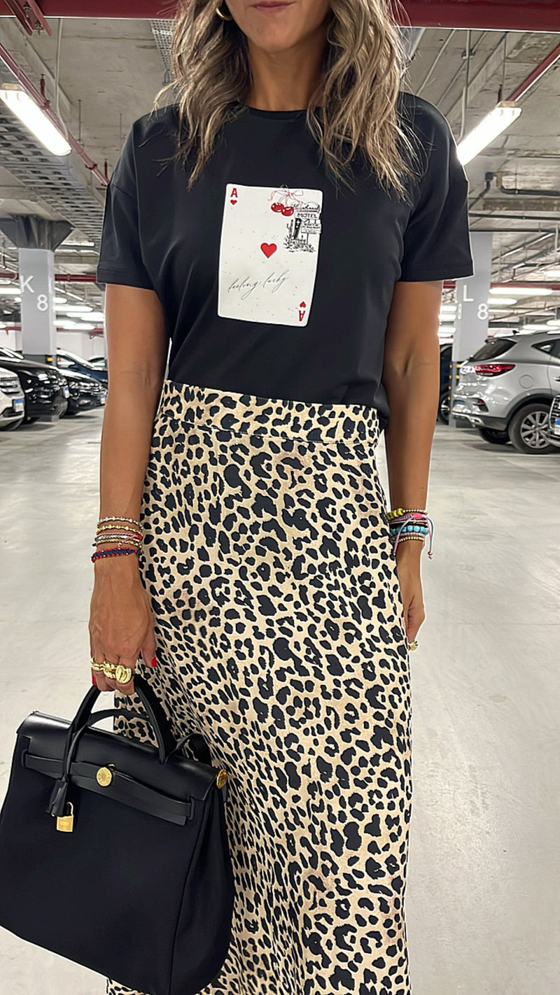 Cheetah Spots Longline Skirt