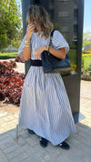 Grey Snatch Waist Stripe Dress