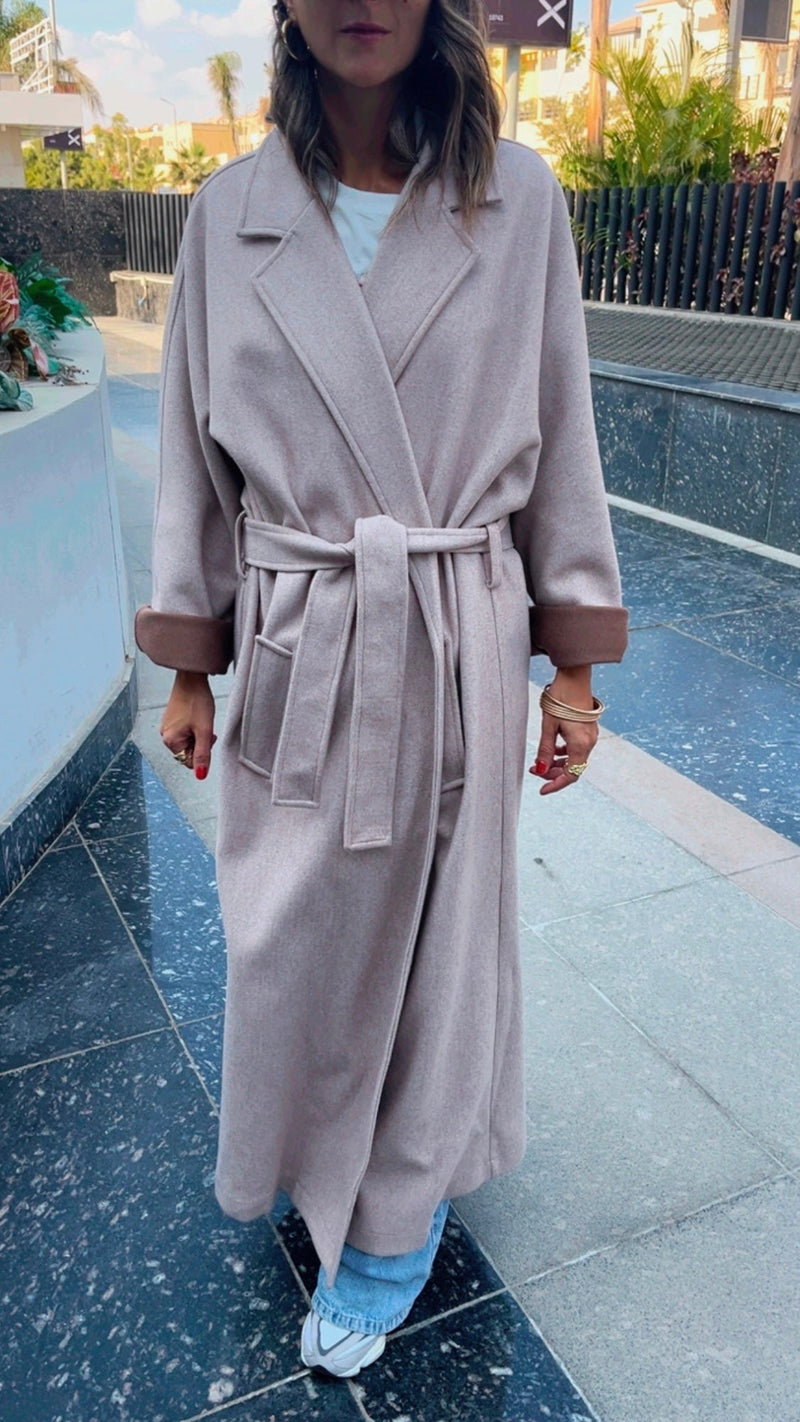 Beige Heavy Winter Longline Coat