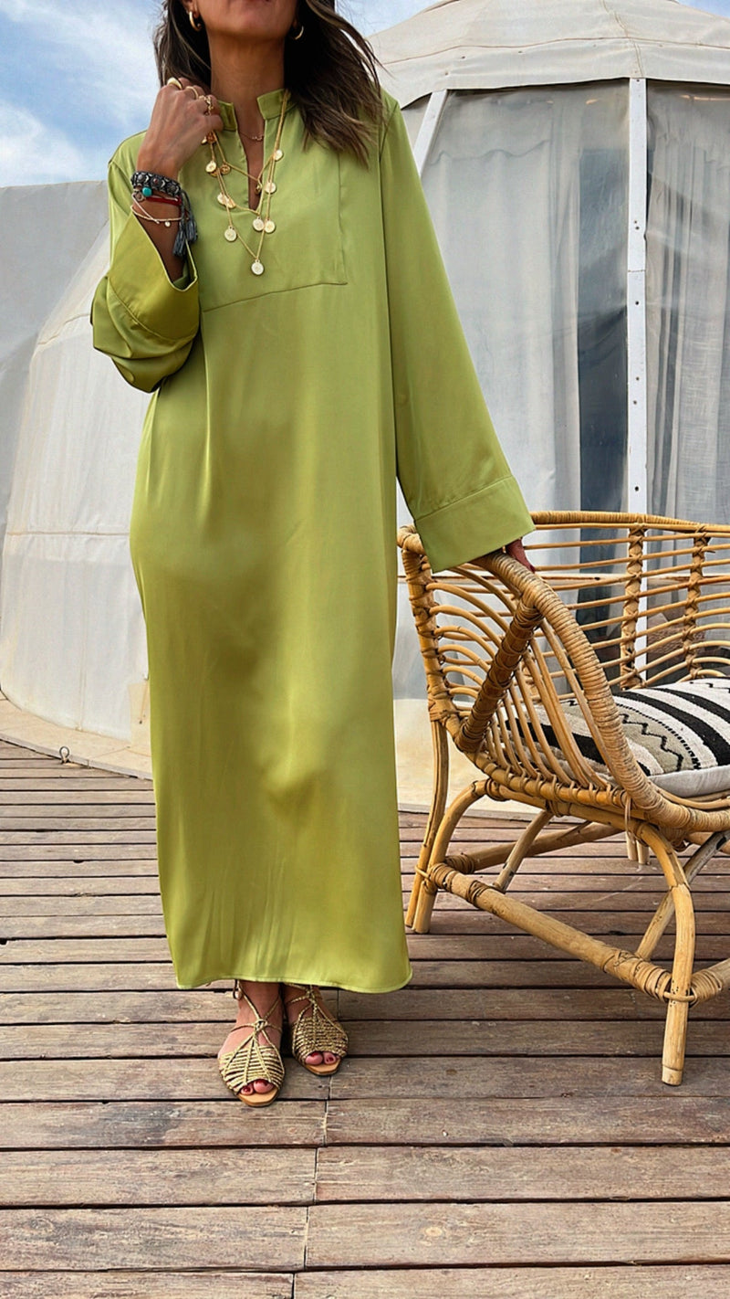 Lime V Glazed Dress