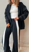 Black Side Stripe Down Pants