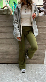 Olive Slim Flare Pants