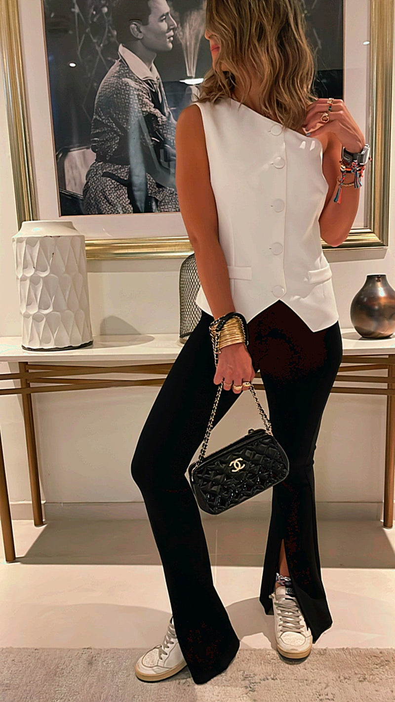 White Business Girl One Shoulder Vest