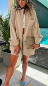 Beige Boxer Shirt Set