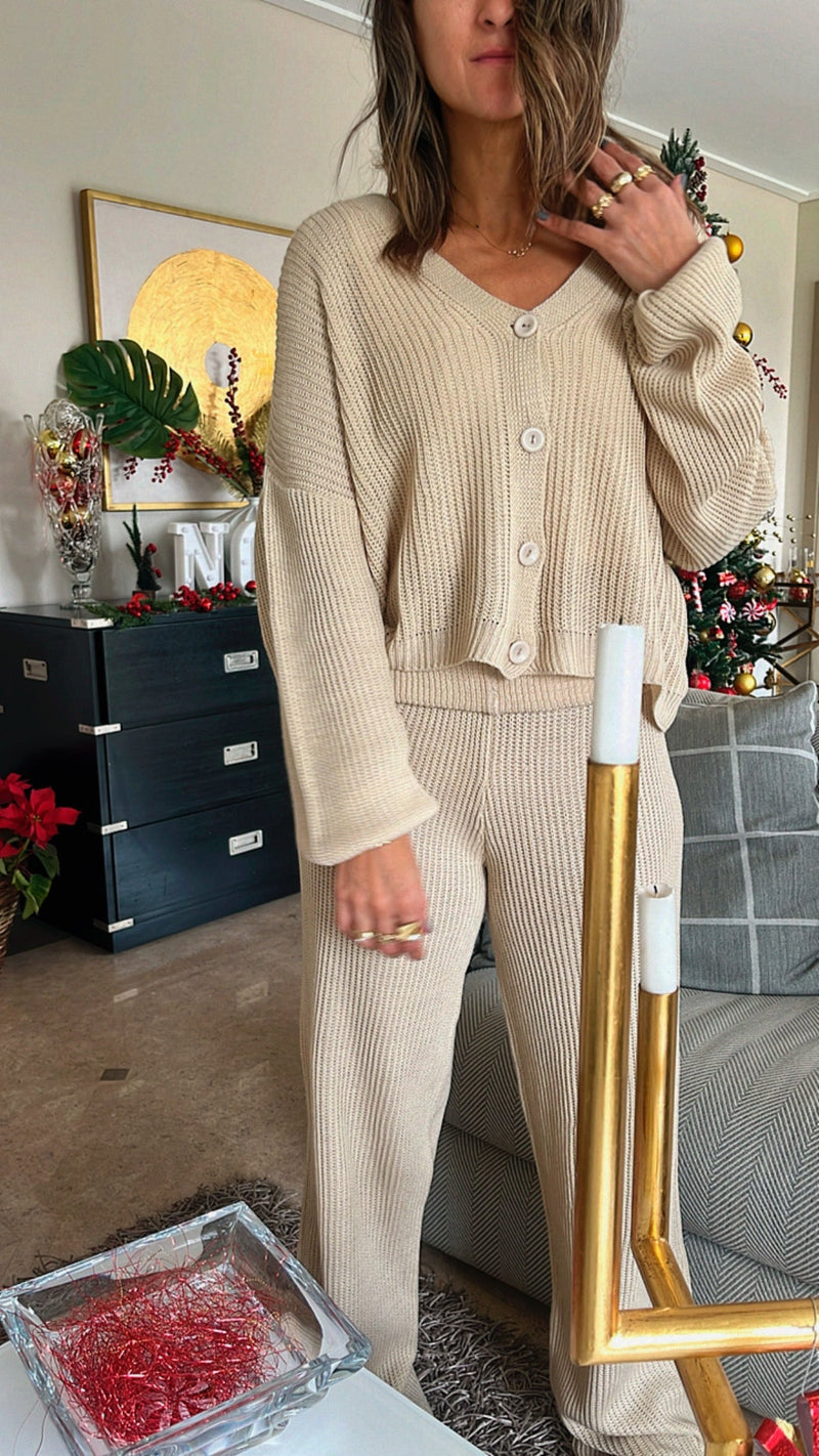 The Beige Cardi Set