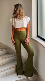 Olive Slim Flare Pants