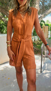 Rust Living By The Coast Shorts Jumpsuit