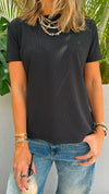 Black Ribbed Essential Jersey Tee