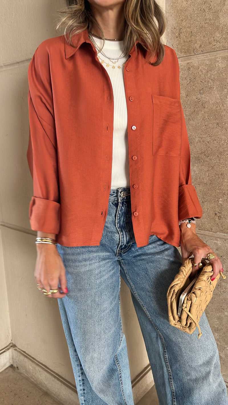 Rust Cropped & Breezy Shirt