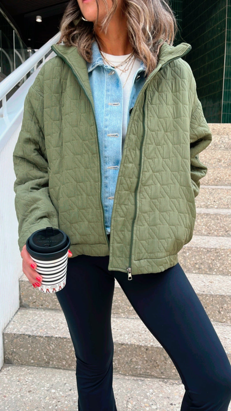 Olive Quilted Everyday Jacket