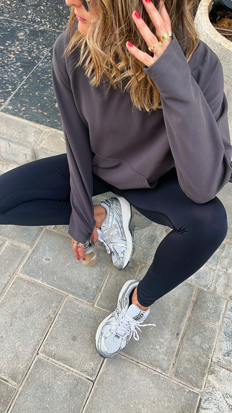 Grey Flowy Jersey Hoodie