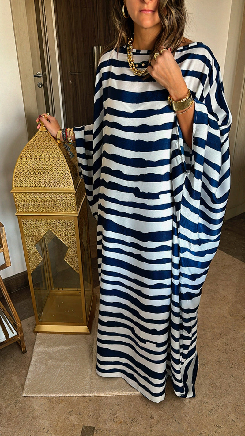 Blue Paint Striped Kaftan