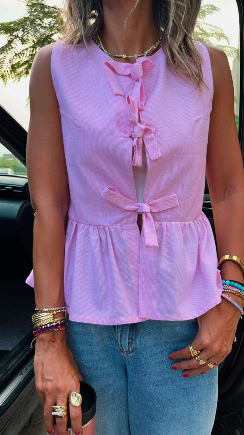 Pink Sunshine Bows Stripe Top