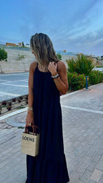 Black Simple Style Tiered Dress