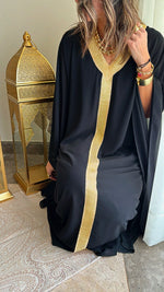 Black Golden Embellished Ramadan Kaftan