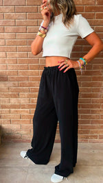 Black Satin Feel Breezy Pants