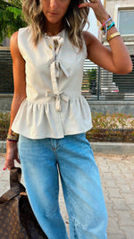 Beige Sunshine Bows Top