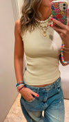 Beige 150 Cotton Blend Tank