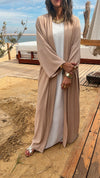 Beige Longline Thick Kimono