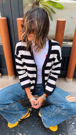 Black Striped Everyday Light Knit Cardigan