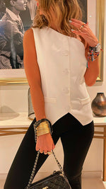 White Business Girl One Shoulder Vest