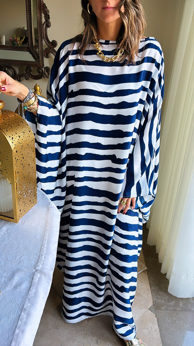 Blue Paint Striped Kaftan