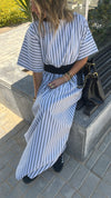 Grey Snatch Waist Stripe Dress