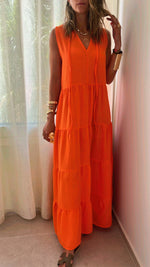 Orange Frillu Essential Tiered Dress