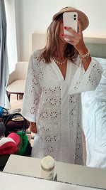 White Anglaise Me Beach Coverup