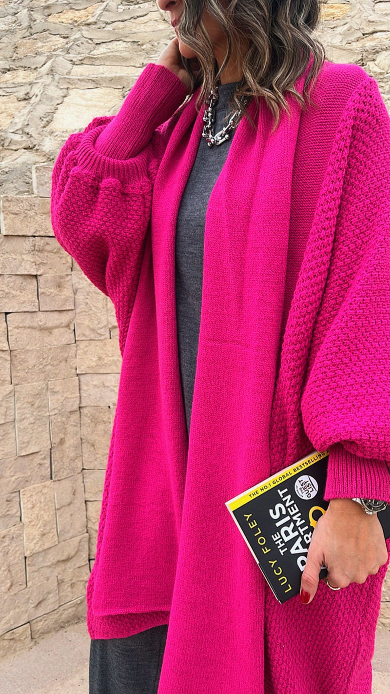 Fuchsia Heavy Shawl Knit Cardi