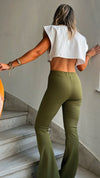 Olive Slim Flare Pants