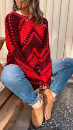 Red Premium Handmade Oversize Pullover