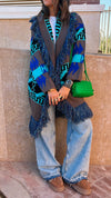 Brown Belted Fringe Hobo Knit Cardi