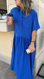 Blue Collared Maxi Dress