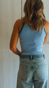 Baby Blue 101 interknit Colorblock Top