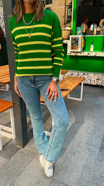 Green All About Stripes Pullover