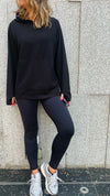 Black Flowy Jersey Hoodie