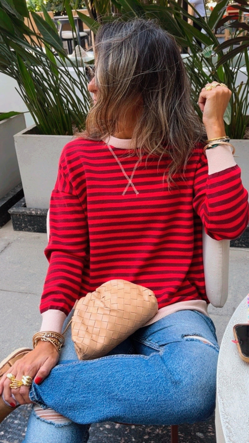 Red Scarlet Striped Knit