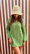 Green Warm Weather Crochet Mini Dress